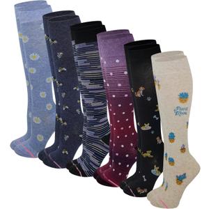 Dr. Motion Women 6 pairs pack everyday Graduted compression knee high socks (9-11, Assorted #Bg)