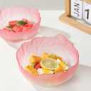 Glass Salad Bowl Irregular Lotus Flower Shape Serving Bowls, Mixing Nut Bowls for Kitchen Fruist, Snack, Dessert, and Ice Cream Candy Dishes (Crystal Gradient Pink, Medium)