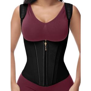 SHAPSHE Waist Trainer for Women, Tummy Control Sports Girdle, Workout Body Shaper with Adjustable Shoulder Strap (X-Large, Black-short Torso)