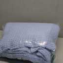 Bedsure Gentlesoft 100% Cotton Blanket Queen Size for Bed - Breathable and Soft, Thick Cozy Waffle Weave Christmas Blanket Gift for Women, Sky Blue, 90x90 Inches