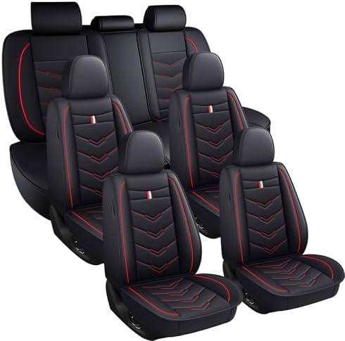 Car Seat Covers 6 Seats for Ford Explorer 2000-2026, Waterproof Durable Leather Vehicle Cushion Covers, Breathable Full Coverage Seat Protector(Standard,Black Red)