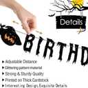 3 x Halloween Birthday Banner and Cake Hat, Halloween Horror Theme Birthday Party Decorations Supplies, Black Glittery Horror Banner Used for Party Decorations