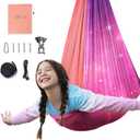 OUTREE Sensory Swing for Kids, Double Layer Therapy Hammock, Indoor Swing with 360° Swivel Hanger Kit and Adjustable Straps, Autism Sensory Product for Autism, ADHD or SPD (Pink Starry-Sky Printed)