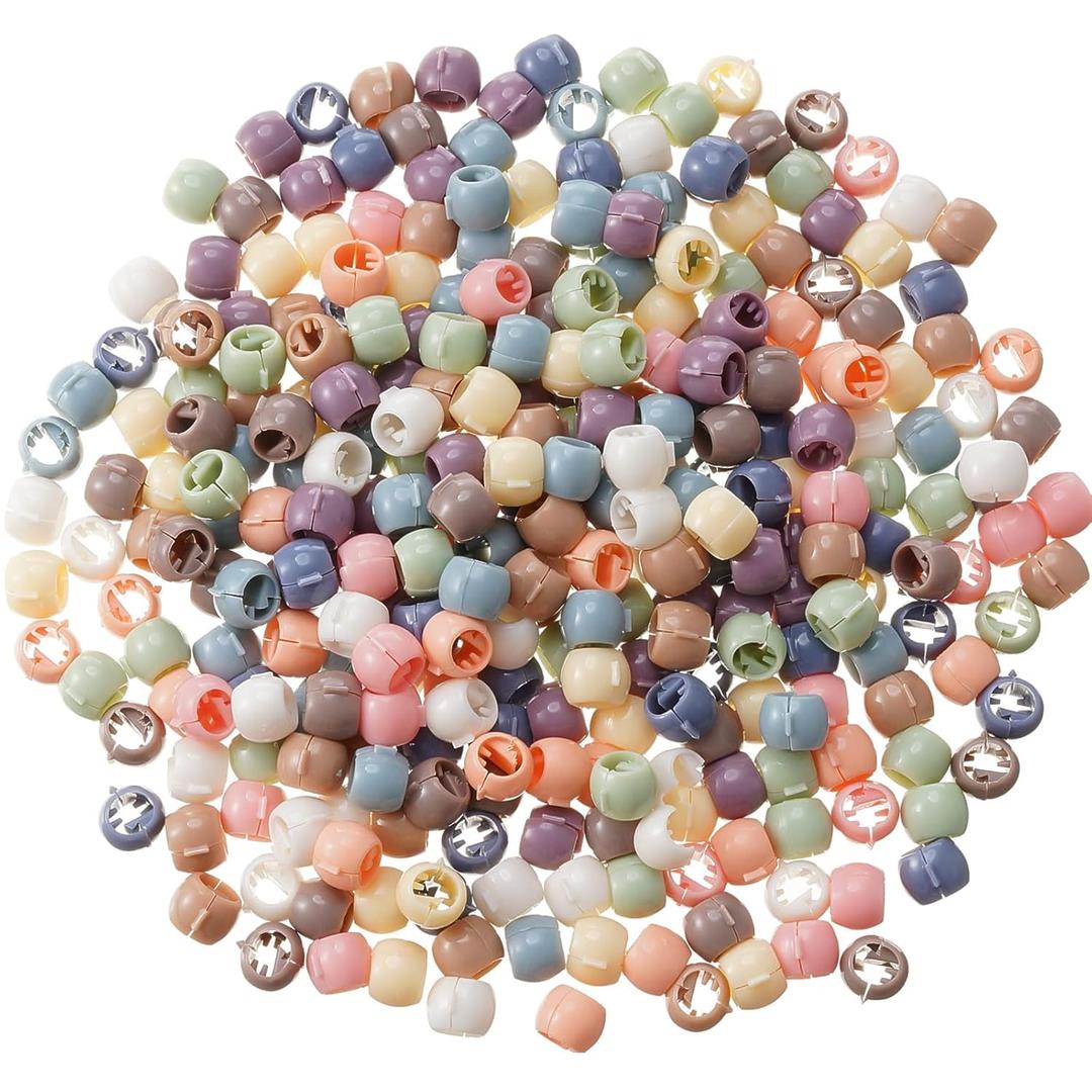 WILLBOND 300 Pieces Mini Hair Claw Clips for Braids for Girls, Mini Hair Beads Rainbow Tiny Plastic Jaw Clips for Women(Morandi Color)