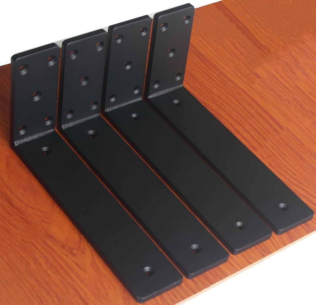3 Pack L11 x H 6" x W 2.5" 10mm Thick Countertop Support Brackets, Heavy Duty Countertop Hidden Bracket L Shelf Bracket Metal Corbels for Countertops Frosted Black