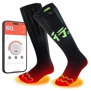 Heated Socks for Men Women, APP Control Electric Heated Socks Rechargeable Washable, Battery Heated Socks Foot Warmer Socks for Hiking Biking Camping Skiing Hunting Outdoor Work, Heating Thermal（M)