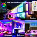 100FT Outdoor LED Strip Light Waterproof,IP68 Outside RGB+IC Light Strip with App/Remote Control,Chase Mode,Music Sync Light for Balcony,Deck,Rooftop, Garden, Pool