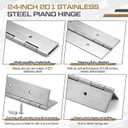 Zonon 2 Pack Heavy Duty Piano Hinge 24'' x 3 '' Width 0.060'' Thick, Silver