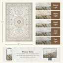 5x7 Area Rugs Living Room Rug: Washable Vintage Boho Rug No Slip Stain Resistant Soft Carpet Indoor Floor Floral Large Carpets for Bedroom Dining Room Farmhouse Nursery Hallway Home Office Beige