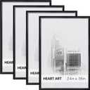 HEART ART 24 x 36 Poster Frame 4 Pack,24x36 Frame without Mat for Horizontal or Vertical Wall Mounting,Black