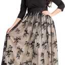 GRAPENT Women's Plus Size Sequin 3/4 Sleeves Evening Gown Party Long Maxi Dress (Champagne Black)