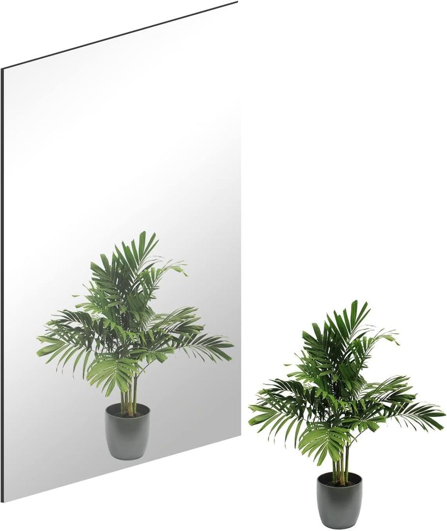 16 x 12'' Glass Wall Mirror Tile Self Adhesive Frameless High Clear Mirror Sheet Wall Decor for Bedroom, Living Room, Bathroom, Home Gym, Hallway, Door etc (1pcs)