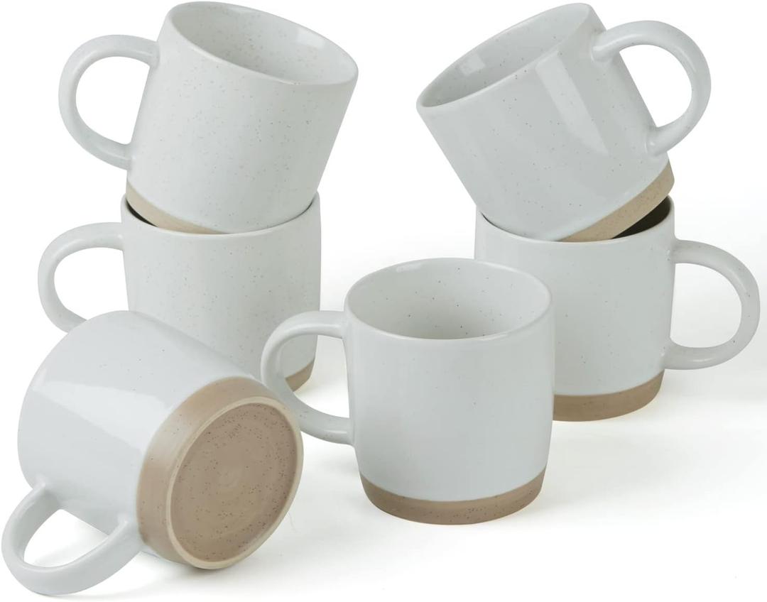 famiware Coffee Mugs for 6, 13 oz Mug Set, Drinking Cup with Handle for Coffee, Tea, Cocoa, Milk, Milkyway series, White