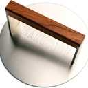 Smash Burger Press 8 Inch, 3.1 Lb Burger Smasher, Heatable for Searing Panini, Steak, Chicken, Salmon, Stainless Steel Bacon Press, Flat Bottom, Seasoning Free, Wooden Handle No Spin