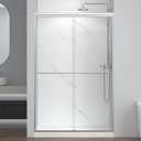 44-48" W x 72" H Semi-Frameless Bypass Sliding Shower Door, Easy Clean Treated Clear Tempered Glass, Brushed Nickel