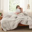 Bedsure King Comforter Set - 4 Pieces Grid Pleat Bed Set, Beige Boho Bedding for All Season, 1 Soft Comforter, 2 Pillowcases, 1 Decorative Pillow