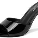Susanny Women's Sandals Heels Mule High Heels Pointed Open Toe Sandals Sexy Slip on Heeled Summer Casual Wedding Prom Party Comfortable Dressy Shoes (6, Black)