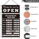 Magnetic Changeable Business Hours Sign with Double Sided Open Closed Signs, Metal Hours of Operation Signs, Store Hours Sign for Glass Door or WindowBLACK