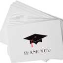 Graduation Cap with Colored Tassel Thank You Cards - 24 Cards & Envelopes (Red)