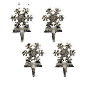 4 Pieces Snowflake Christmas Stocking Holder Christmas Hooks Skid Mantel Hooks Hanger for Fireplace Free Standing Christmas Decorations