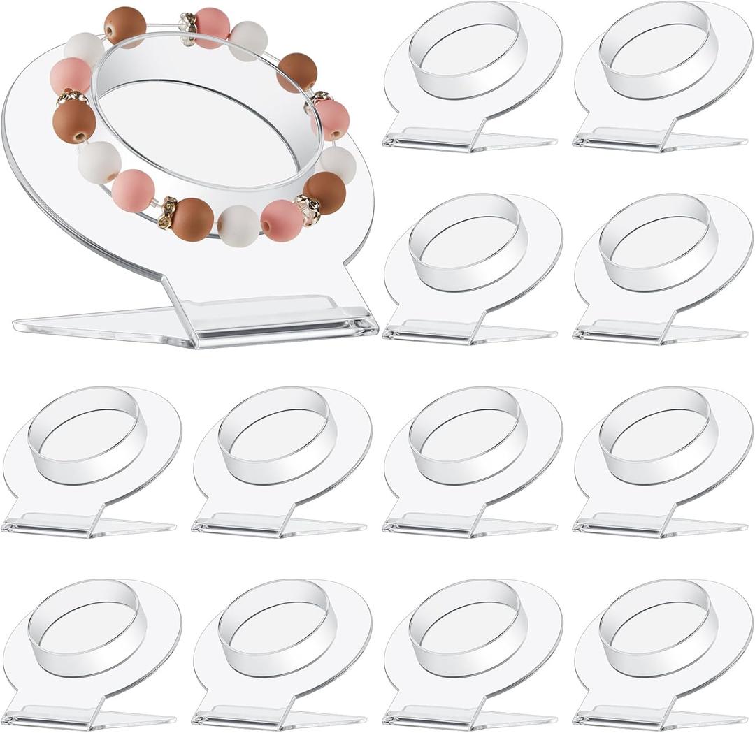 Wenqik 20 Pcs Acrylic Bracelet Displays Stands Jewelry Display Holder Clear Bangles Organizer for Store, Showcase and Home Storage