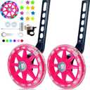 DDJKCZ Training Wheels for Kids Bicycle,Flash Mute Big Wheel Compatible for 12 14 16 18 20 inch Single Speed Bike (Bright Rose)