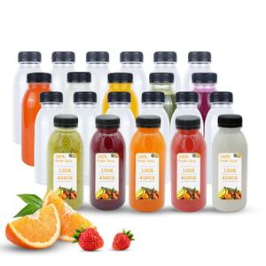 Holotap 42 Pcs 10 OZ Plastic Bottles with Caps, Empty PET Clear Disposable Bulk Juice Bottles with Black Tamper Evident Lids for Juicing, Protein Drinks and Other Beverage Containers