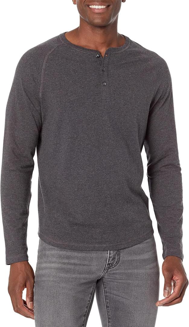 Amazon Essentials Men's Long Sleeve Henley Shirt, Regular-Fit (X-Large, Charcoal Heather)