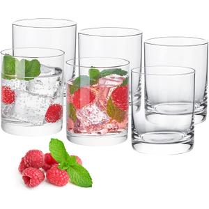 Heat-Resistant Drinking Glasses Set of 6 Double Fashioned Glass Lowball Tumblers 13.8oz Made From Premium Borosilicate All Crystal-Clear Water Cups (High borosilicate, Lowball)