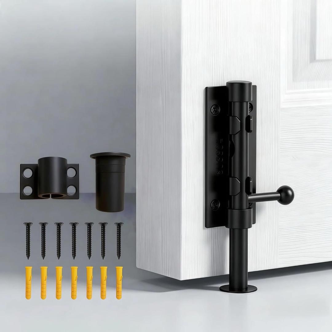 Barrel Bolt Latch,6.3 inch Slide Bolt Gate Latch,14mm Bolt Heavy Duty Shed Door Latch,304 Stainless Steel Black Finish Door Lock Latch for Barn, Wooden Fence, Slide,Door (1, Black)