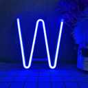 Blue Neon Letters Light LED Letter Signs USB/Battery Powered Lights LED Alphabet Sign Marquee Letter Decor Night Lights for Birthday Anniversary Bar Christmas Gifts Wedding Party Decoration (W)