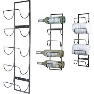 6 Bottle Wall Mounted Metal Wine Rack, Hand Towel Rack