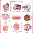 20 PCS Pink Funny Embroidered Iron On Patches for Clothes, Backpacks, Jackets, Hats, Jeans, Girly Meme Sew On Applique Patches for Girls