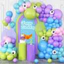 GRESATEK Monster Balloons Arch Garland Kit, Monster Cartoon Inc Balloons Party Decorations, Purple Green Blue Pink Teal Blue Balloons Arch for Monster Theme Birthday Baby Shower Party Decor