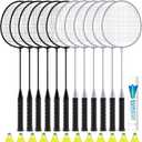 AboveGenius Badminton Rackets Set, 12 Racquets, 12 Birdies, 25.71 x 8.07 inch