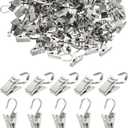 PATIKIL 100 Pcs String Light Hanging Clips, Stainless Steel Small Curtain Hooks Decoration Hanger for Outdoor Camping Christmas Light Ornament Craft Display (Deep Silver)
