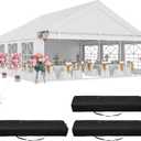 DWVO 20x20ft Party Tent Outdoor Heavy Duty Wedding Event Shelters Galvanized Canopy with Upgraded Large Roof, Removable PVC Sidewalls & 2 Storage Bags, White