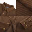 PJ PAUL JONES Mens Corduroy Button Down Shirt Jacket Casual Long Sleeve Shacket Lightweight Textured Untucked Shirts (Brown, XL)