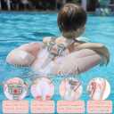 Swimbobo Infant Pool Float with Sun Canopy Inflatable Baby Swimming Floatie with Sponge Safety Bottom Support Water Toys Swimming Trainer (Pink Swan, Large)