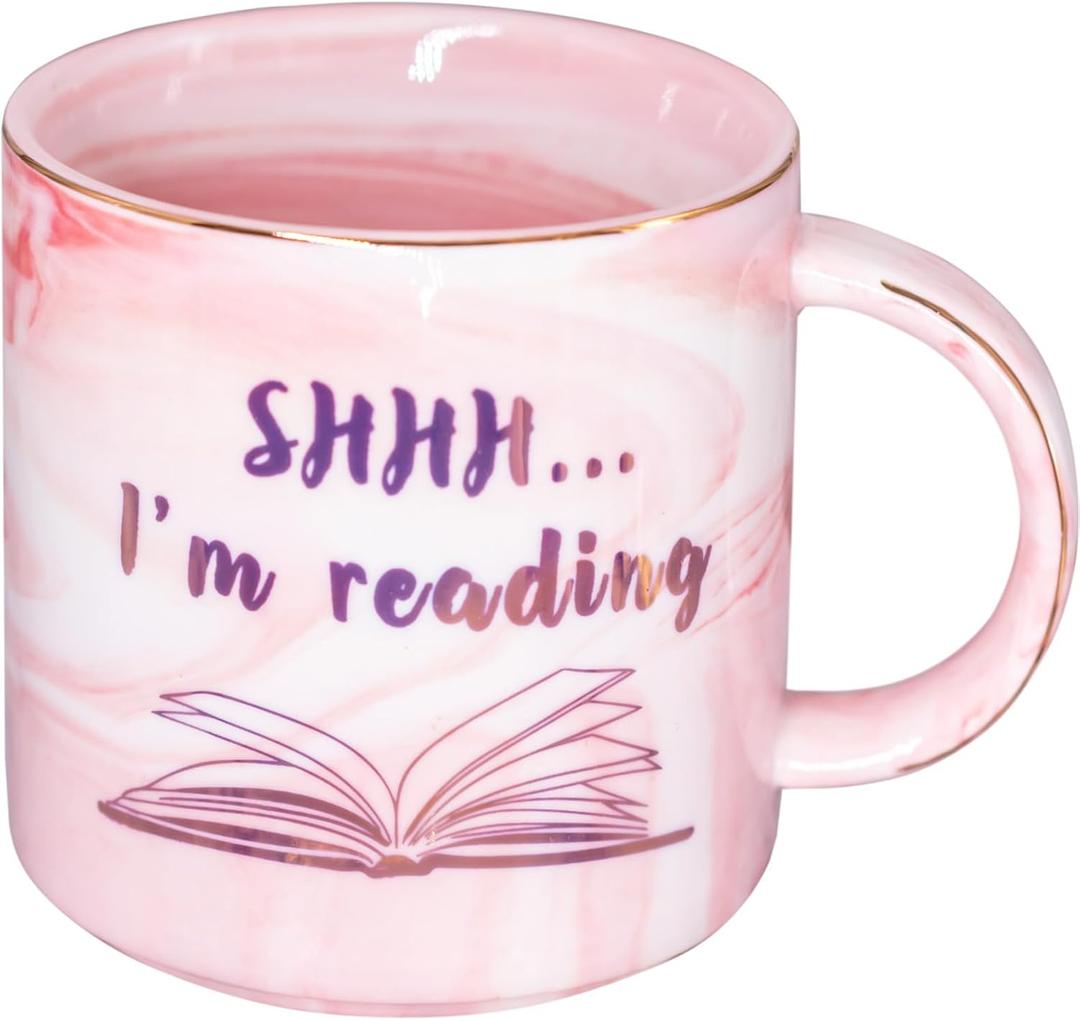 Book Lovers Gifts for Women - Funny SHHH I'm Reading Mug - Birthday Mothers Day Christmas Bookish Gifts For Bookworm Readers Writers Librarian Bookaholic Friends -Cute Ceramic Coffee Mug 11.5oz