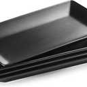 YHOSSEUN Ceramic Serving Platters Set of 4, Rectangular Serving Platters and Trays for Food, Sushi, 9.8 In Serving Dishes for Entertaining, Matte Black Serving Plate Halloween Table Decor