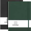 B5 College Ruled Notebook Softcover Journals (2-Pack)- AHGXG Large Composition Notebook 7.6 x 10 inch with Thick 100gsm Lined Paper, Total 408 Numbered Pages, Black Green