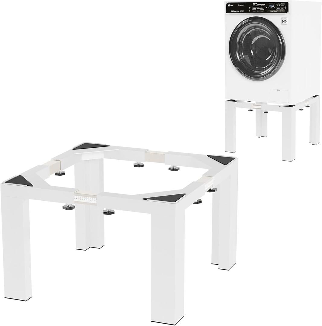 12" Height Heavy-Duty Laundry Pedestal, Full Size Adjustable Washer Dryer Stand with Non-Slip Mat, 17-29.5" Adjustable Width Washing Machine Base for Refrigerator, Dishwasher, White 12" Height Heavy-Duty Laundry Pedestal, Full Size Adjustable Washer Dryer Stand with Non-Slip Mat, 17-29.5" Adjustable Width Washing Machine Base for Refrigerator, Dishwasher, White
