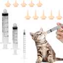 Pet Feeding Set-10 Pcs Silicone Feeding Nursing Nipple and 1ML/5ML/10ML Feeding Syringe, Pet Nursing Feeding Tools for Kittens Puppies Newborn Animals (1ml+5ml+10ml+10 Nipple)