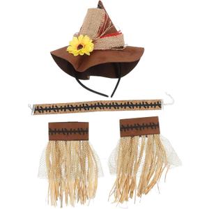 4 Pcs Hat Party Hat Halloween Costume Set with Headband Necklace Wristband Cosplay Costume Accessories Wicked Dress-up for Halloween Decoration