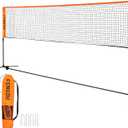 Portable Badminton Net Set, Adjustable Height Tennis Net, Kids Volleyball,Soccer Net Easy Setup Nylon Sports Net with Poles for Backyard, Indoor, Outdoor, Beach (10FT, Black/Orange)