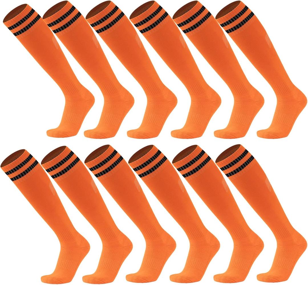Ultrafun 6 Pairs Soccer Socks Color Stretchy Compression Knee High Tube Socks Football Athletic Socks for Men Women Teens (One Size)