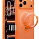 TORRAS Q3 Spin for iPhone 17 Pro Max Case with 360 Magnetic Stand, Wireless Charging Compatible, Hard PC Case for 17 Pro Max Phone Case With Stand, Translucent Cosmic Orange