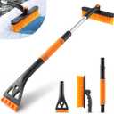 LivTee Ice Scraper and Snow Brush for Car Windshield, 32" Extendable Snow Removal Tool with 360 Rotating Brush, Automotive exterior Accessories and Winter Essentials for Cars, Trucks, and SUVs,Orange