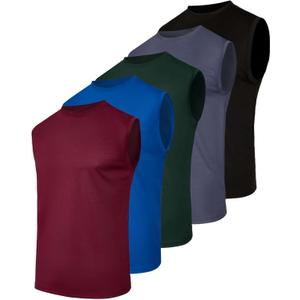 Real Essentials 5 Pack: Men's Mesh Active Athletic Tech Tank Top - Workout & Training Activewear (M)